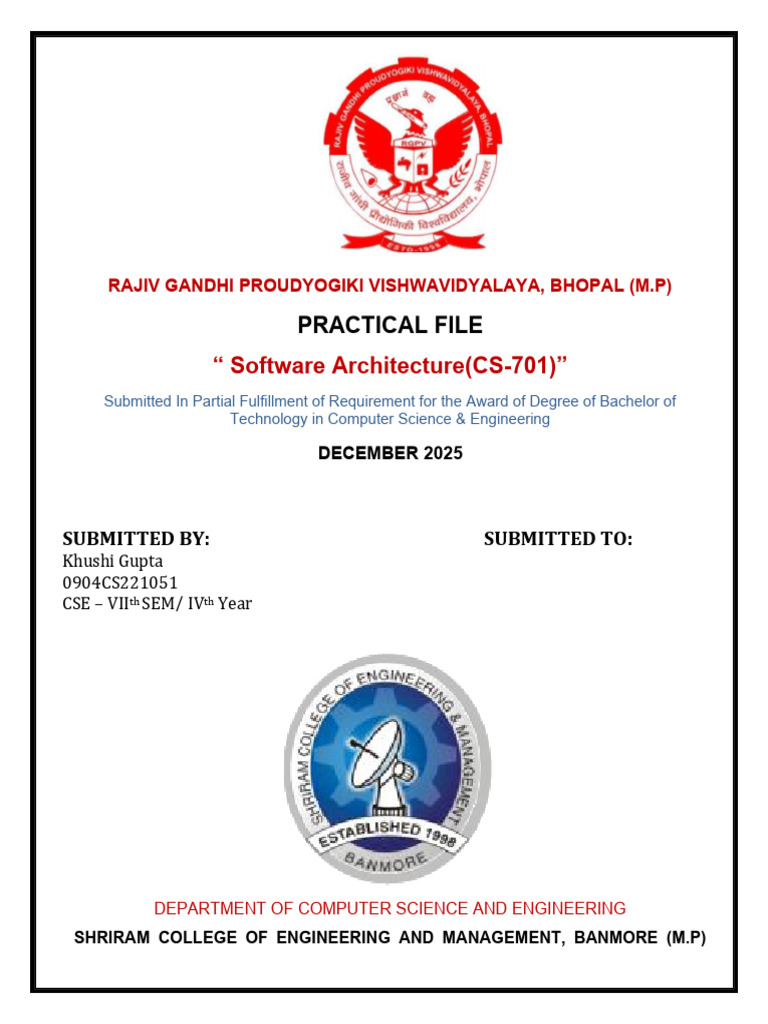 Software Architecture Practical File | PDF