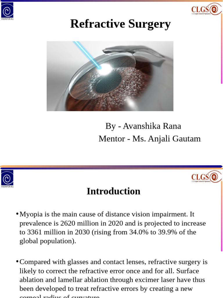 Refractive Surgery Overview and Techniques | PDF | Myopia | Ophthalmology