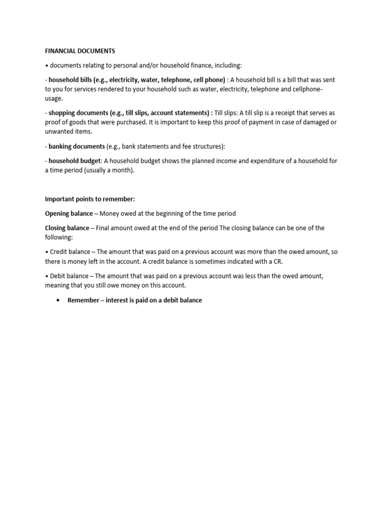 Understanding Household Financial Documents | PDF | Credit Card | Banks