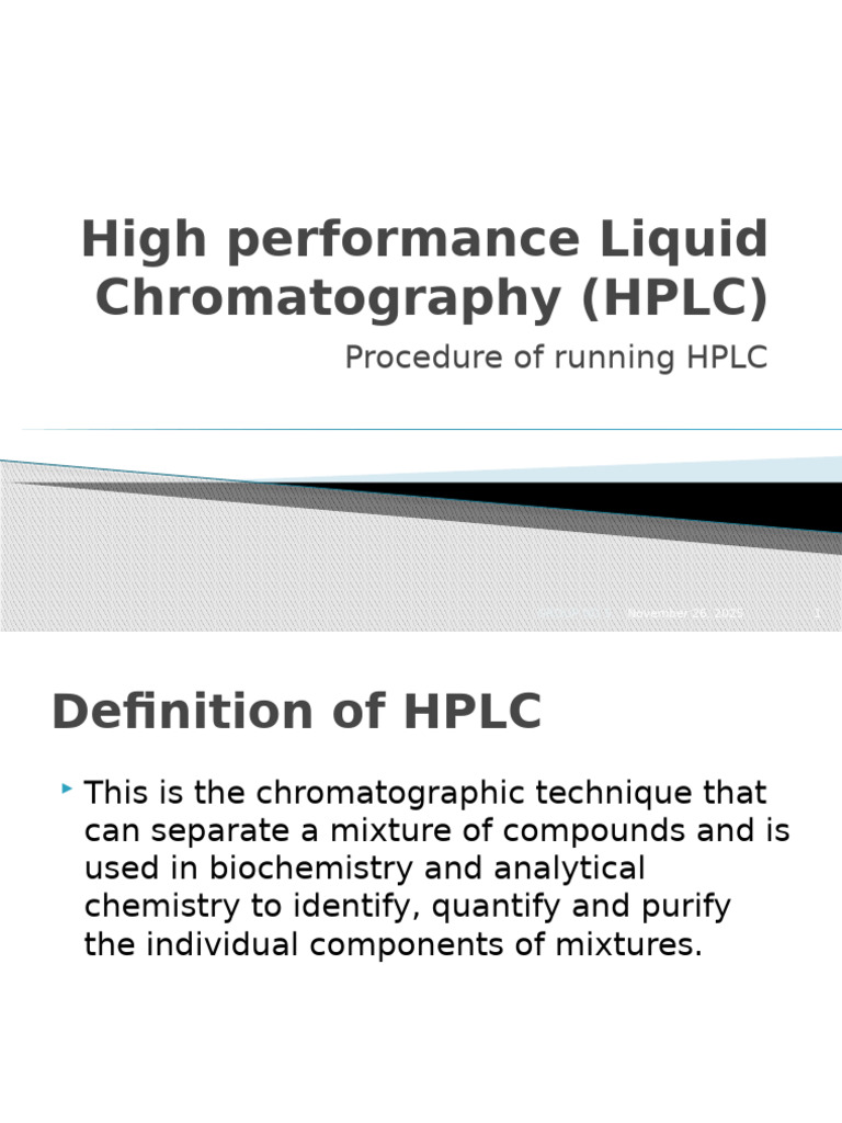 High Performance Liquid Chromatography (HPLC) | PDF