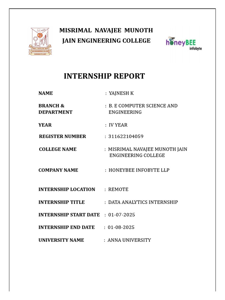 Data Analytics Internship Report | PDF | Business Intelligence | Data ...