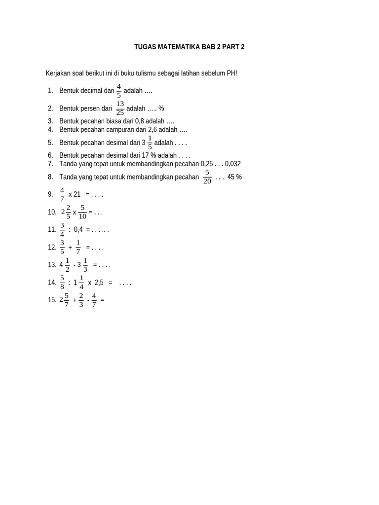 Latihan Soal Matematika Bab 2 Part 2 | PDF