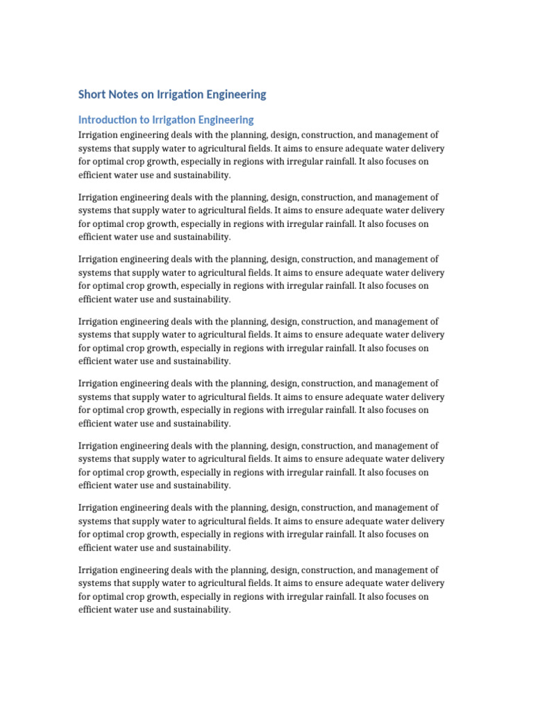 Overview of Irrigation Engineering | PDF | Irrigation | Groundwater