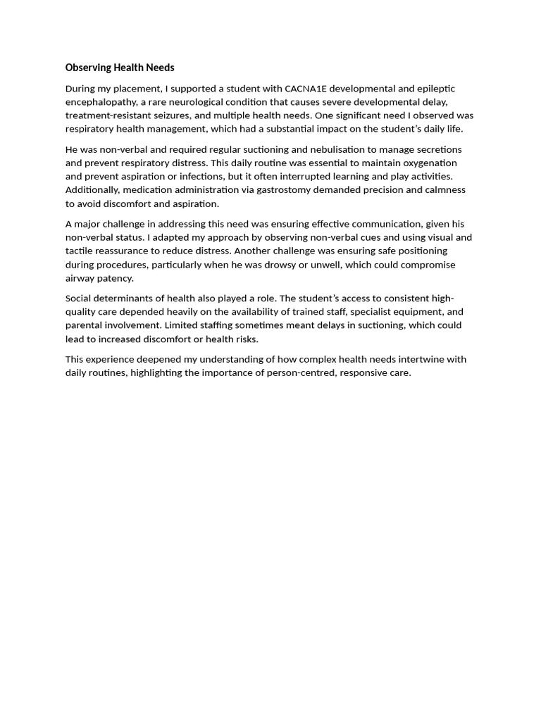 Observing Health Needs | PDF