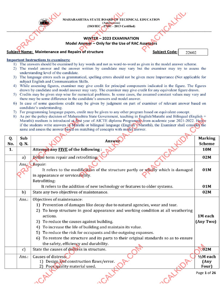 MRS Winter 2023 Model Answer Paper | PDF