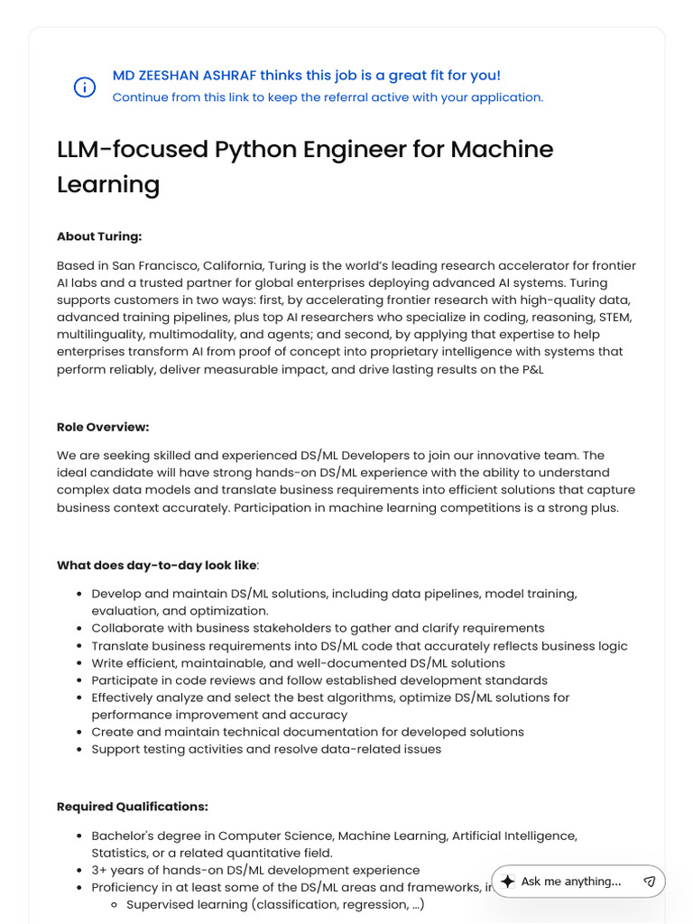 LLM Python Engineer Job Opportunity | PDF | Machine Learning ...