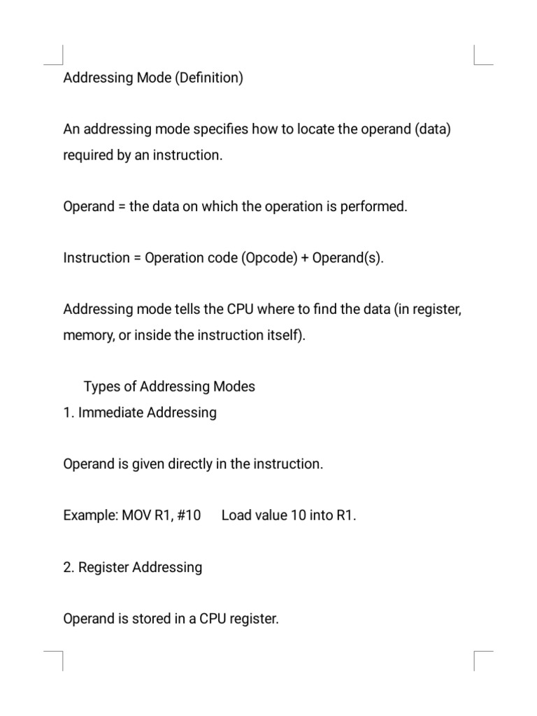 Understanding Addressing Modes in CPUs | PDF | Input/Output | Computer ...