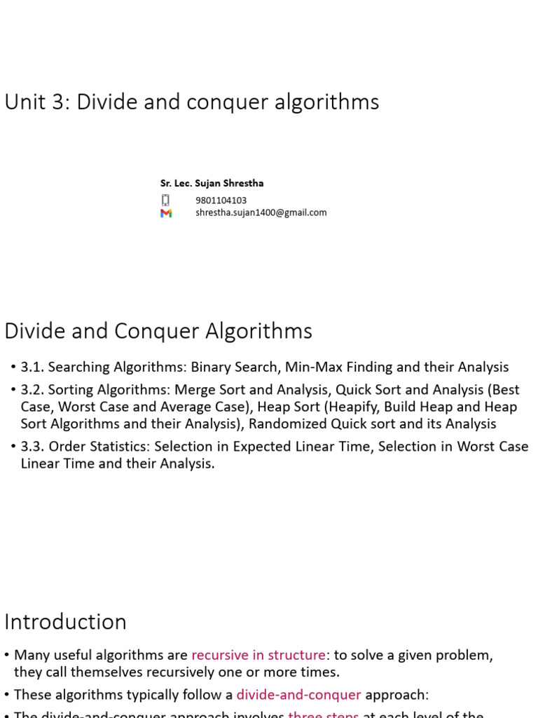 Divide and Conquer Algorithms Overview | PDF | Computer Programming ...