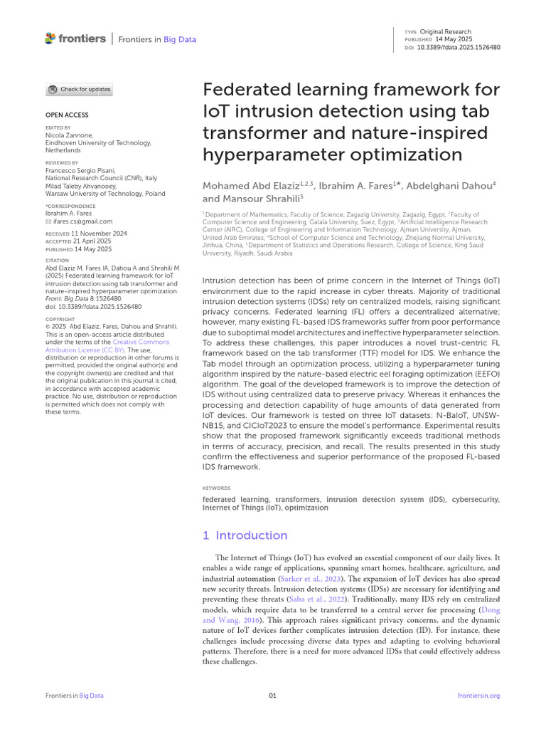 Federated Learning for IoT Intrusion Detection | PDF | Internet Of ...