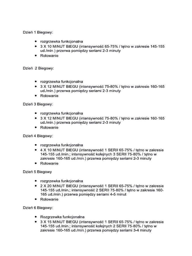 Rozpiska Biegowy | PDF