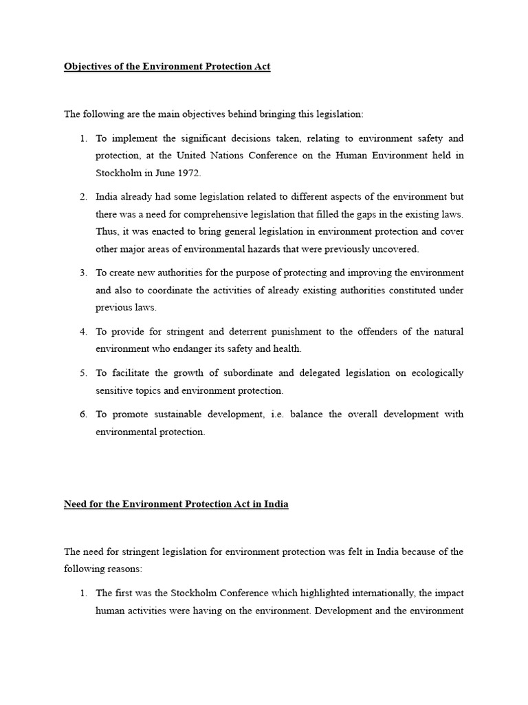 Objectives of the Environment Protection Act | PDF | Environmental ...