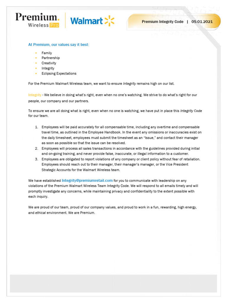 Premium Walmart Wireless Integrity Code | PDF