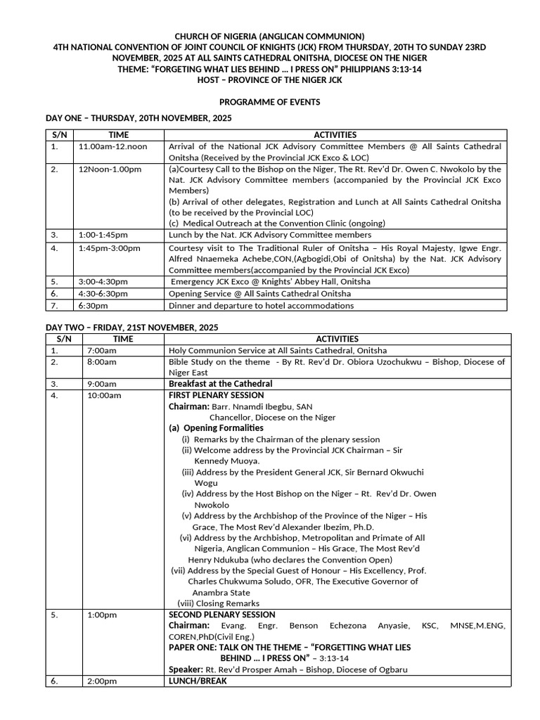JCK National Convention 2025 Schedule | PDF | Christian Denominational ...