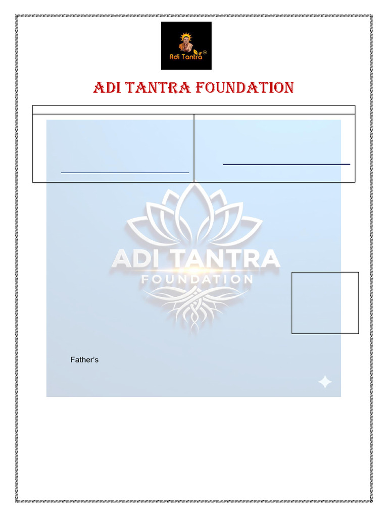 ADI Tantra Foundation Admission Form | PDF | Faith