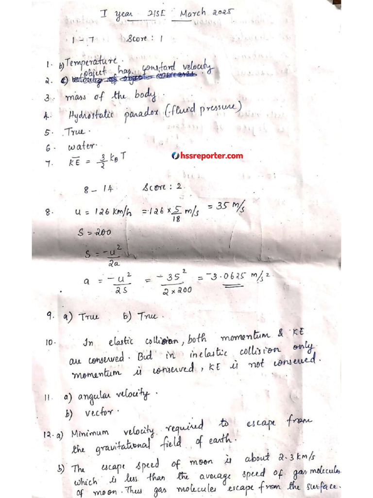 Plus One Physics Answer Key Sreeja - Hssreporter - Com | PDF
