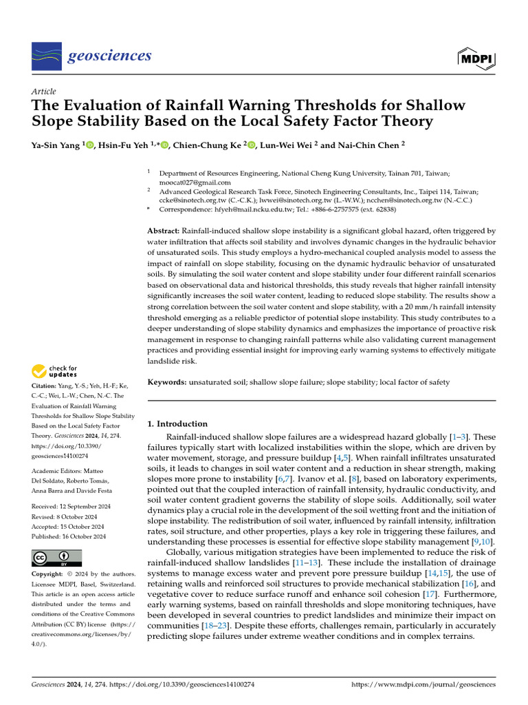Rainfall Thresholds for Slope Stability | PDF | Landslide | Applied And ...