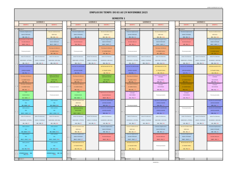 Emploi du temps Licence 3 2025-2026 | PDF