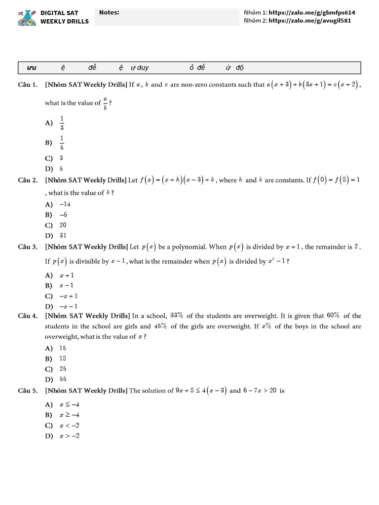Advanced Math Practice for Digital SAT | PDF