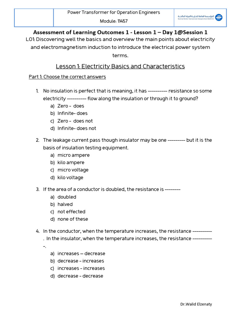 11457 All Assessment | PDF | Transformer | Electric Power Transmission