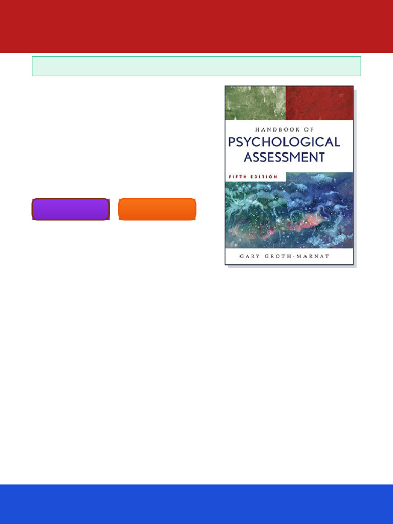 Handbook of Psychological Assessment Fifth Edition Gary Groth-Marnat PDF File | PDF | Wechsler ...