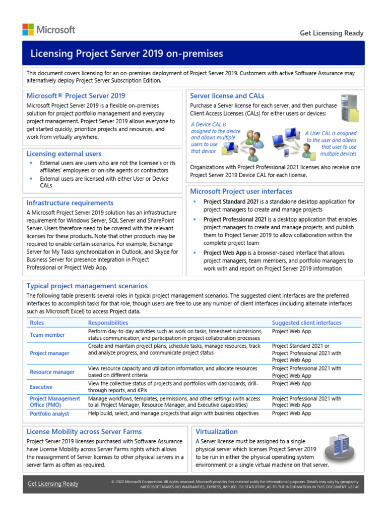 Project Server 2019 Licensing Guide | PDF | Server (Computing ...