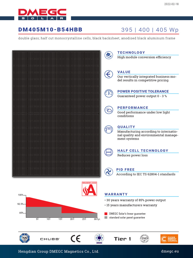 DMEGC Solar Panel Specifications & Warranty | PDF | Solar Panel ...