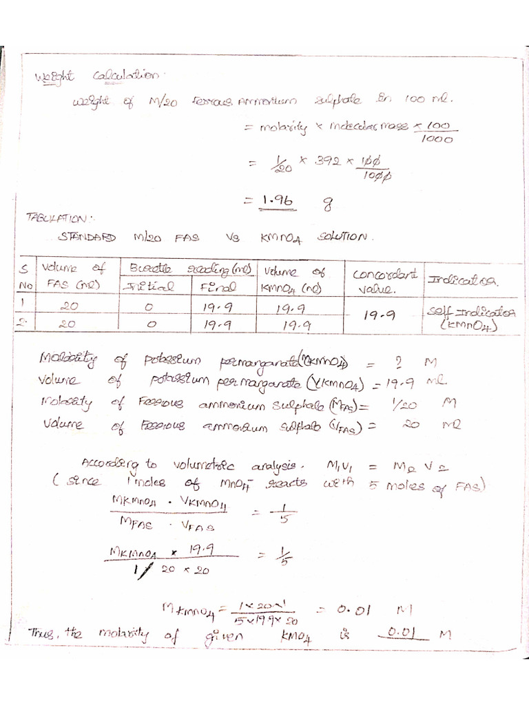 Chemistry Quantitative Analysis Experiment-01 To 04 | PDF