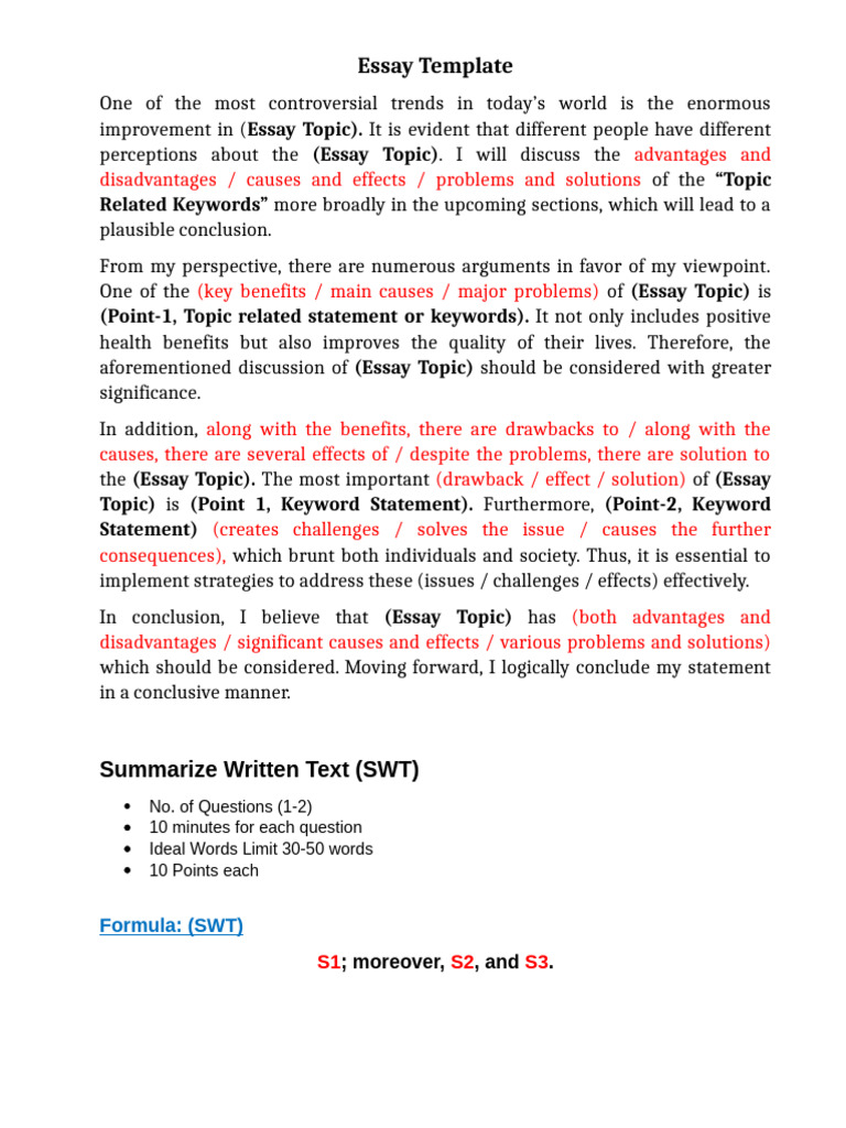 Essay Template | PDF