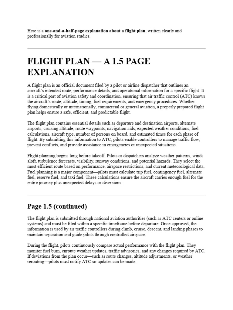 Understanding Flight Plans in Aviation | PDF | Air Traffic Control ...
