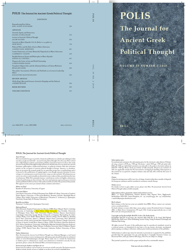 Ancient Greek Political Thought Journal | PDF | Plato | Political ...
