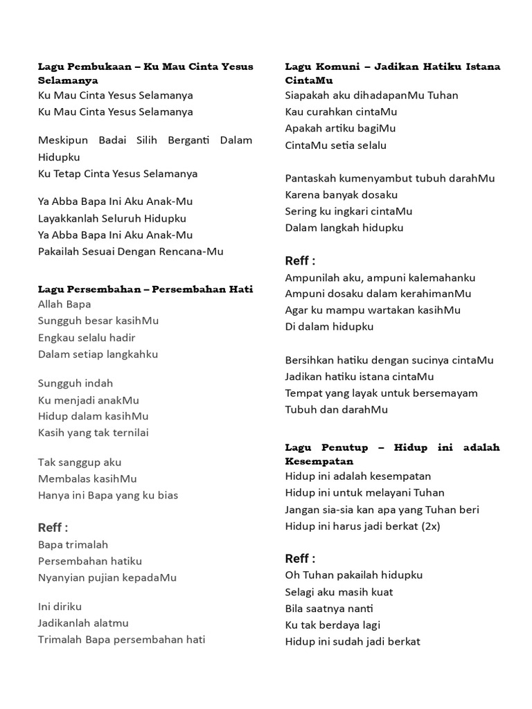 Lagu Rohani: Cinta dan Persembahan kepada Tuhan | PDF