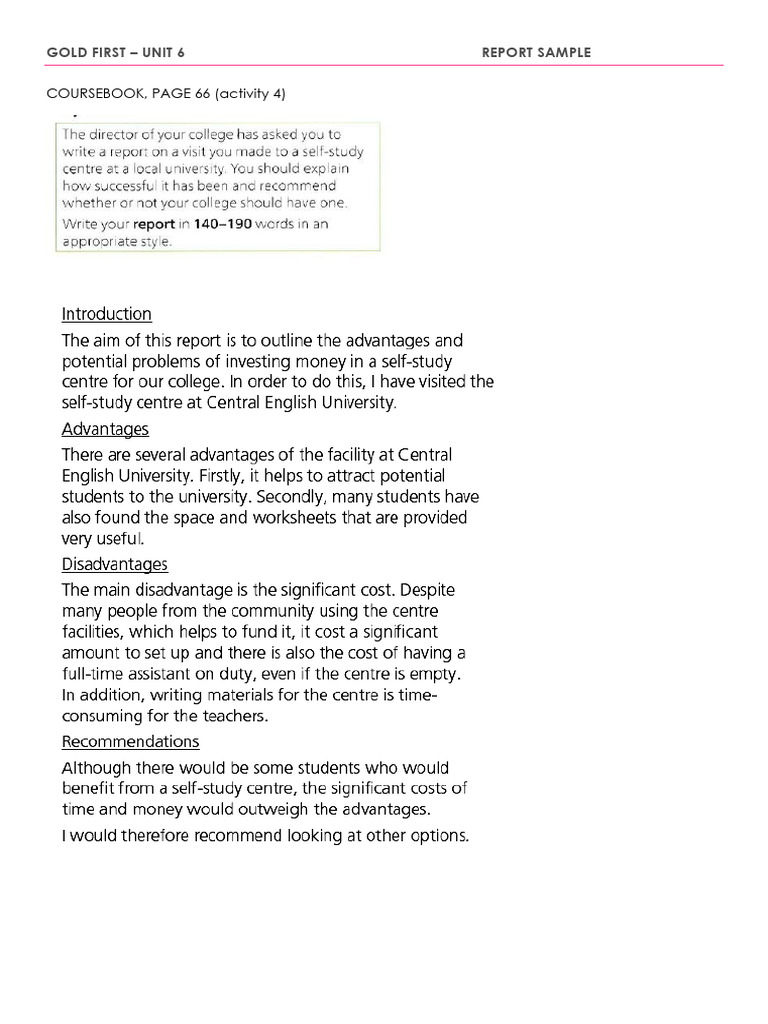 Sample Writing - Unit 6 - Report | PDF