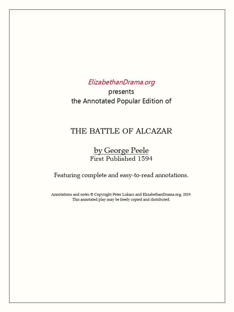 Annotated Edition of The Battle of Alcazar | PDF