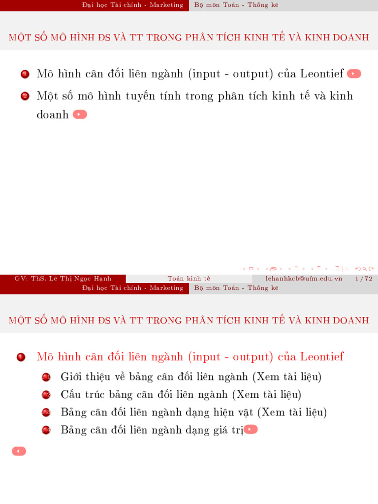 Mæ H NH C N Èi Li N NG NH (Input - Output) Cõa Leontief Mët Sè Mæ H NH ...