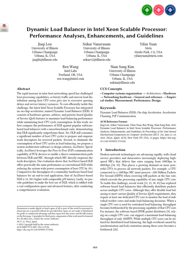 Dynamic Load Balancer for Intel Xeon CPU | PDF | Network Interface ...