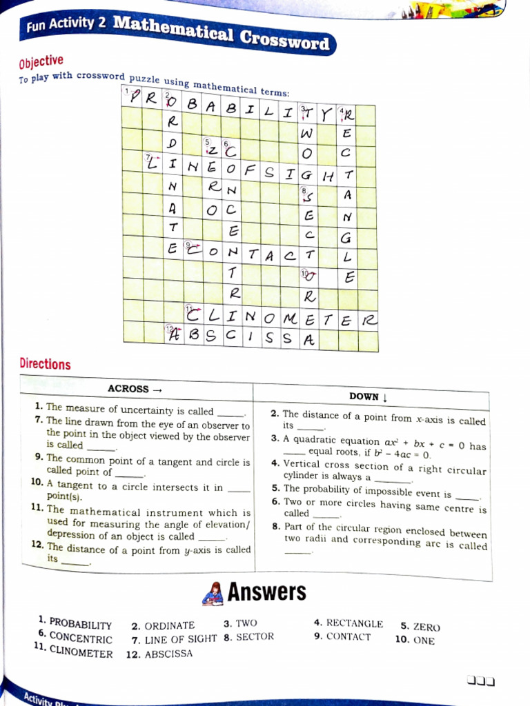 Activity 10 (Mathematical Crossword) | PDF | Circle | Geometry