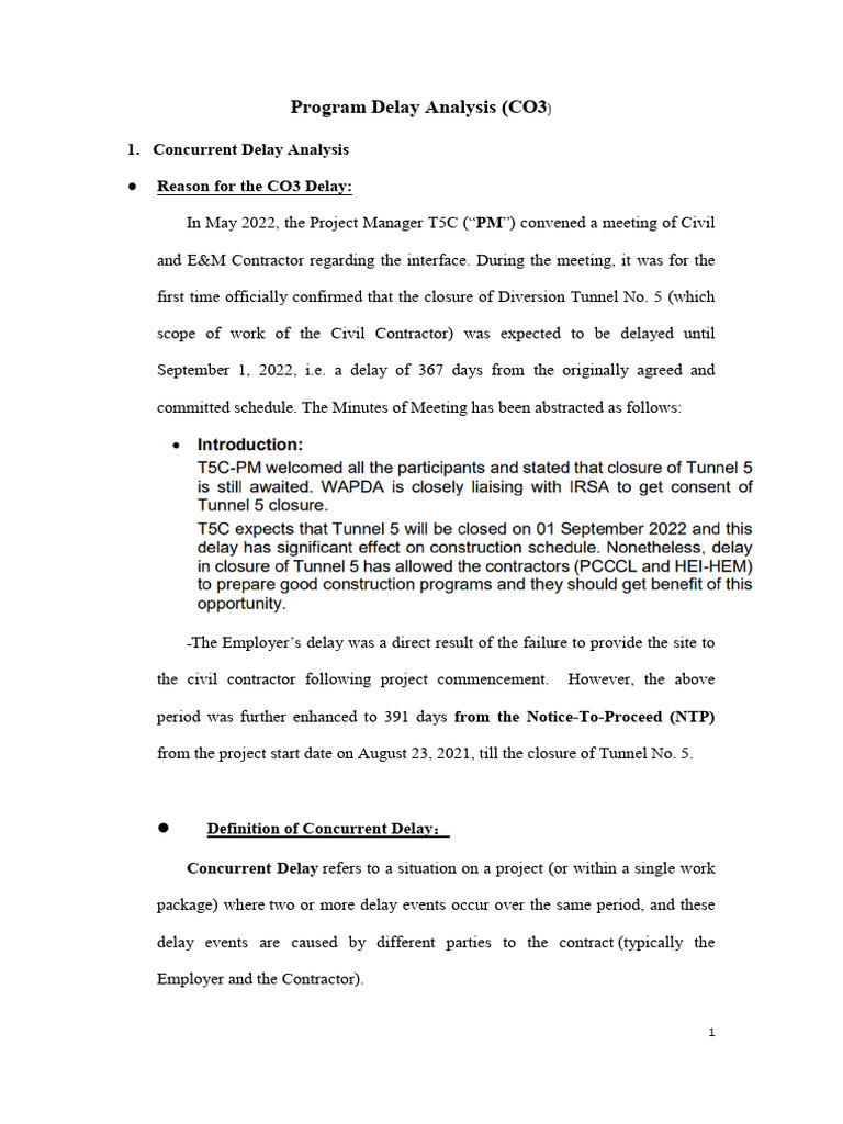 Programme Delay Analysis (CO3) 20251123 | PDF | Expense | Cost