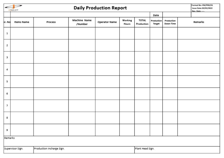 Daily Production Reports | PDF