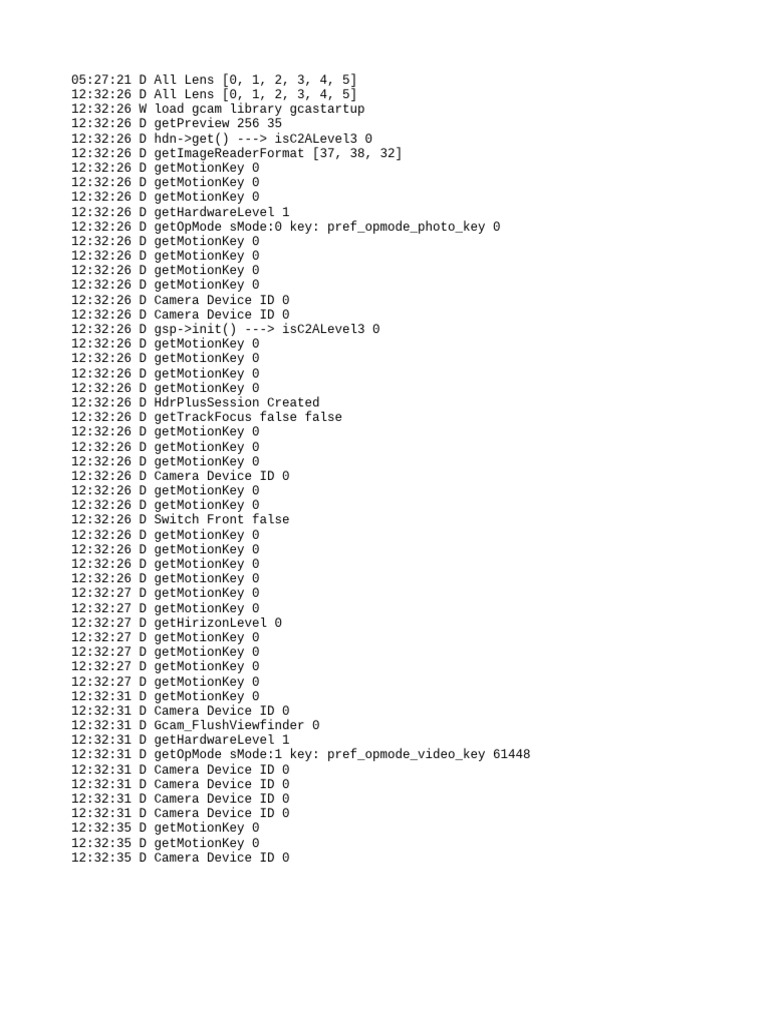 Camera Device Logs and Status Report | PDF