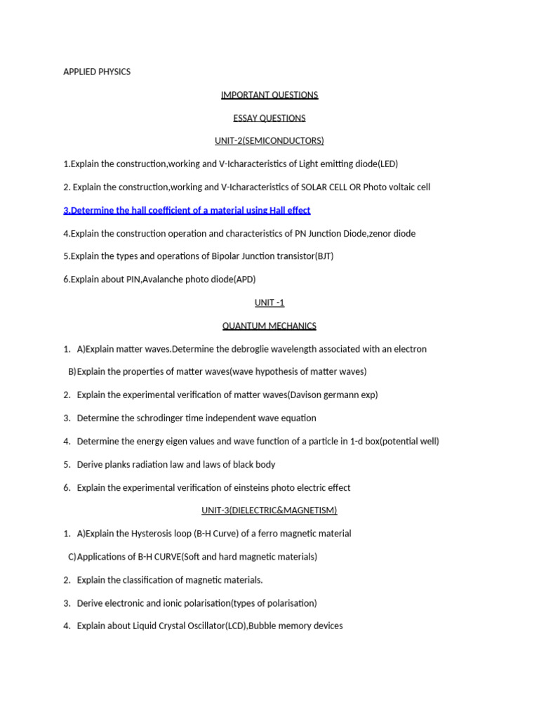 AP Imp Questionsx | PDF | Laser | Semiconductors