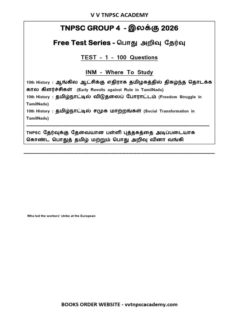 TNPSC Academy Study Material Guide | PDF | Tamils | British India