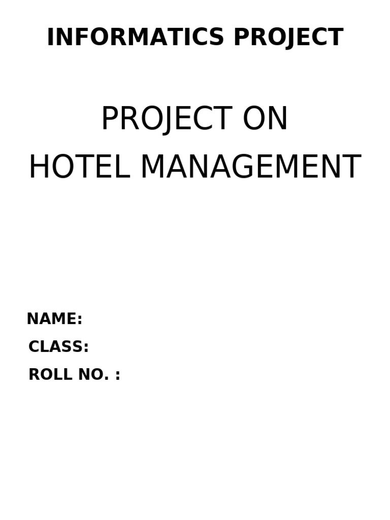 Hotel Management Project Overview | PDF | Computing | Computer Programming