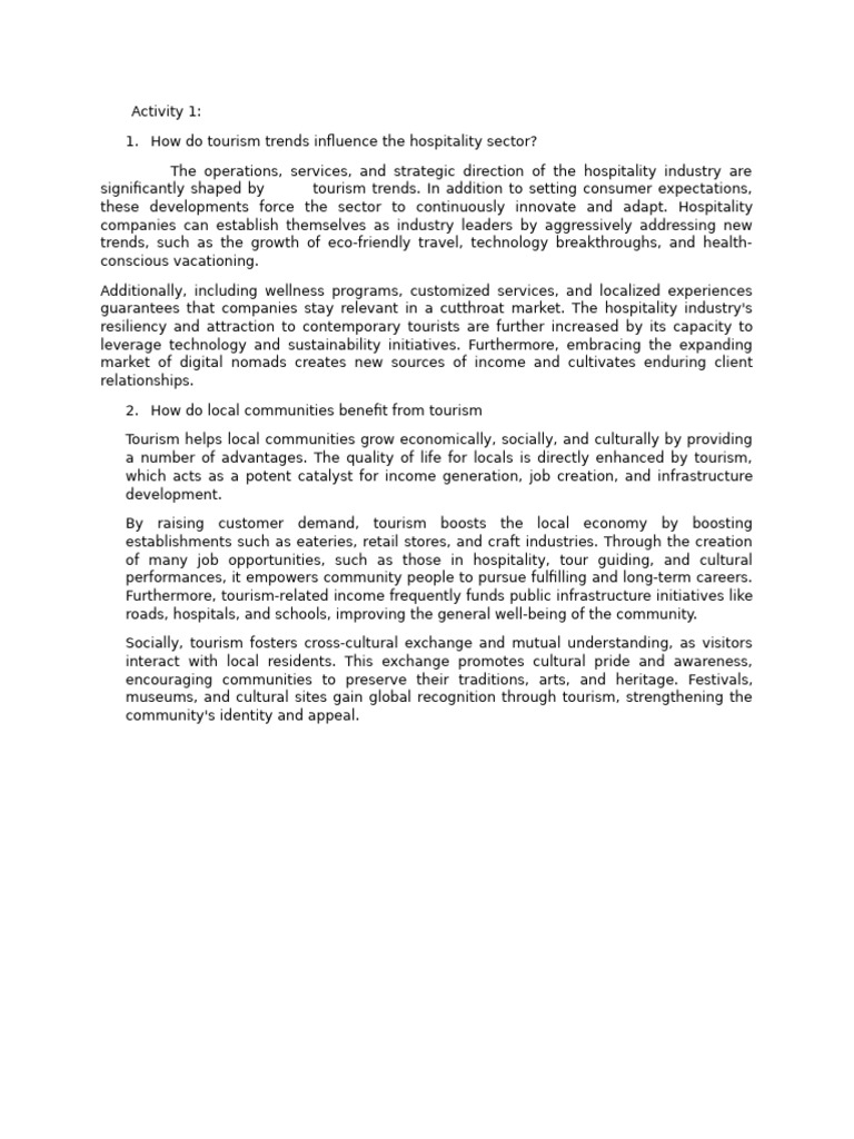 Impact of Tourism on Hospitality & Communities | PDF