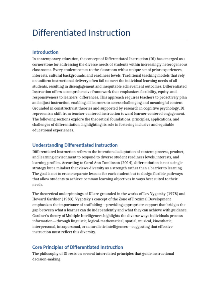 Understanding Differentiated Instruction | PDF | Differentiated ...