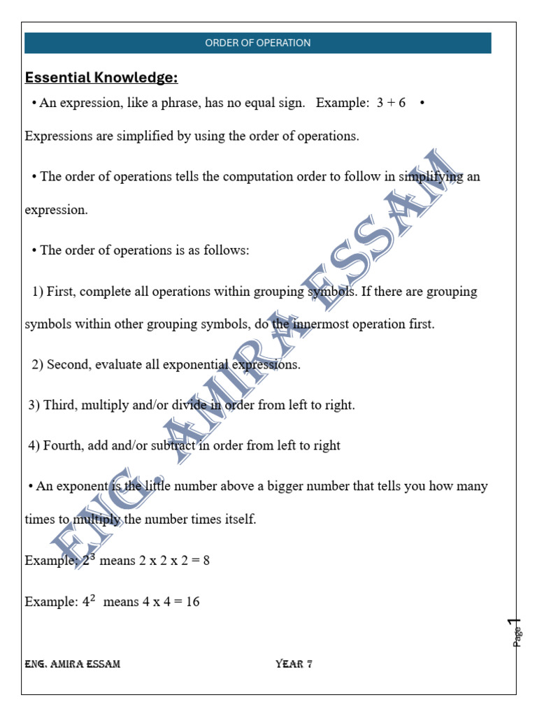 Understanding Order of Operations | PDF | Multiplication | Abstract Algebra