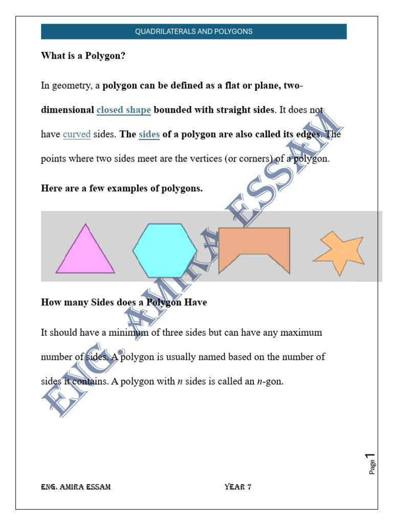 7.quadrilaterals and Polygons Year 7 | PDF | Polygon | Shape