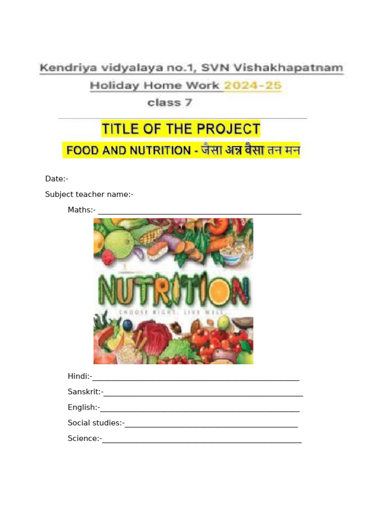 Comprehensive Nutrition and Science Project | PDF | Foods | Nutrition