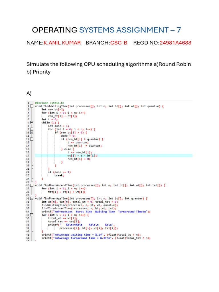 Operating: Systems Assignment - 7 | PDF