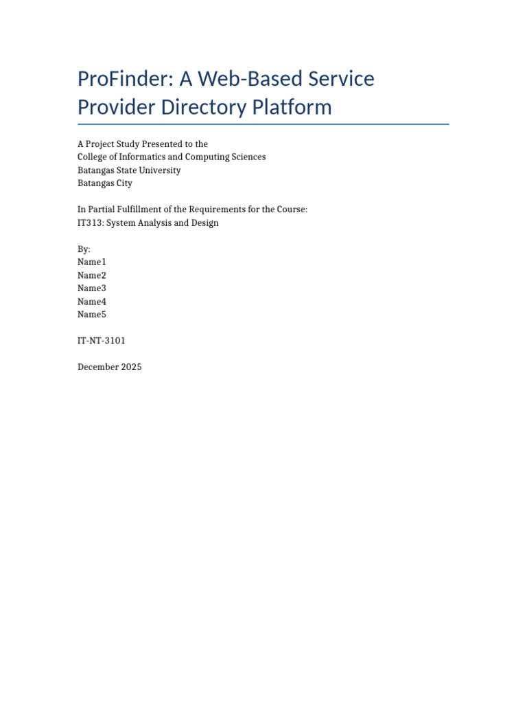 ProFinder Final Project Documentation | PDF | Php | Usability