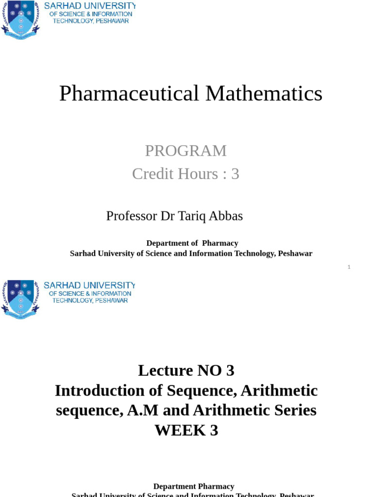 Arithmetic Sequences in Pharmacy Math | PDF | Dose (Biochemistry ...